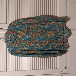 Natural Life Blue Floral Oversized Shirt Size L/XL